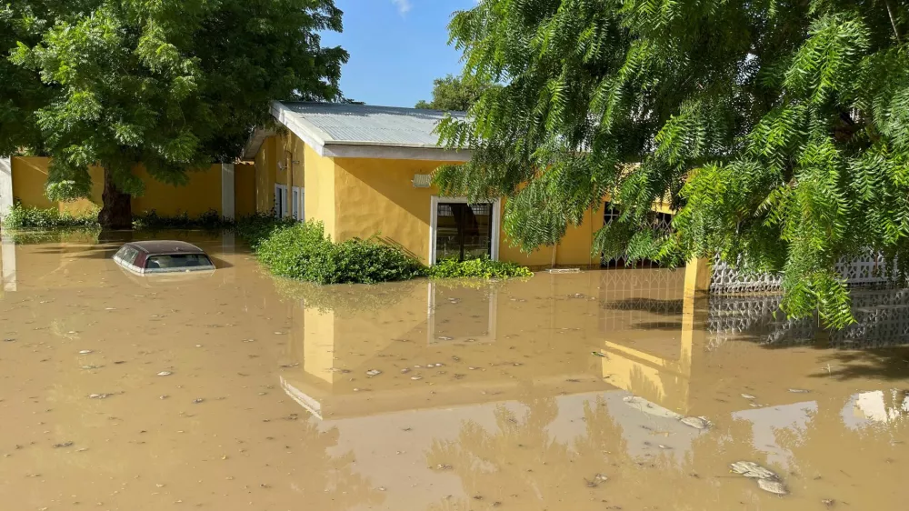 The flooded yard of Sanda Kyarimi Park Zoo is pictured in Maiduguri, northern Borno state, Nigeria September 10, 2024. REUTERS/Ahmed Kingimi