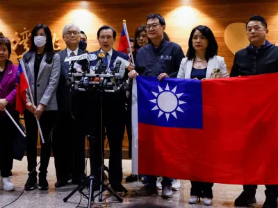 Former Taiwanese President Ma Ying-jeou arrives at Taoyuan international airport after concluding his 12-day trip to China in Taoyuan, Taiwan April 7, 2023. REUTERS/Ann Wang