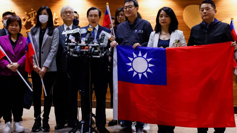 Former Taiwanese President Ma Ying-jeou arrives at Taoyuan international airport after concluding his 12-day trip to China in Taoyuan, Taiwan April 7, 2023. REUTERS/Ann Wang