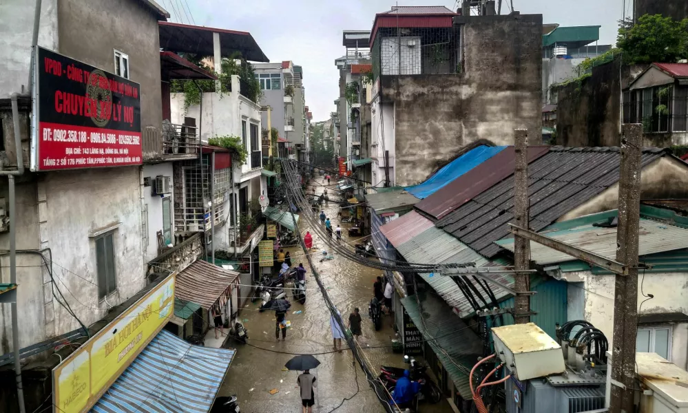 FILE PHOTO: A view of a flooded street following the impact of Typhoon Yagi, in Hanoi, Vietnam, September 11, 2024. REUTERS/Khanh Vu/File Photo