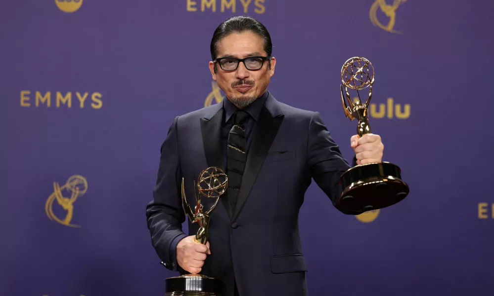 Hiroyuki Sanada, Outstanding Lead Actor in a Drama Series for "Shogun" poses at the 76th Primetime Emmy Awards in Los Angeles, California, U.S., September 15, 2024. REUTERS/Mike Blake 