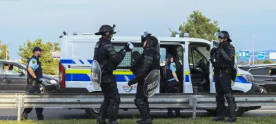 Posledice solzilca na policistih29.08.2024 NK Olimpija: FK Rijeka, kvalifikacije za Evropska konferenčna liga Foto: Nik Erik Neubauer / Foto: 