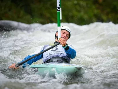 Žiga Lin HočevarLa Seu d'Urgell, Catalogna, Spain. 21st, September, 2024. ICF Canoe Slalom World Cup stage La Seu d'Urgell, Italy. Credit ICF/ Damiano Benedetto