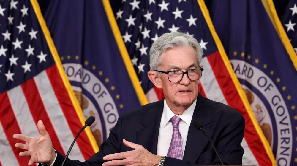 FILE PHOTO: Federal Reserve Chair Jerome Powell holds a press conference following a two-day meeting of the Federal Open Market Committee in Washington, U.S., September 18, 2024. REUTERS/Tom Brenner/File Photo