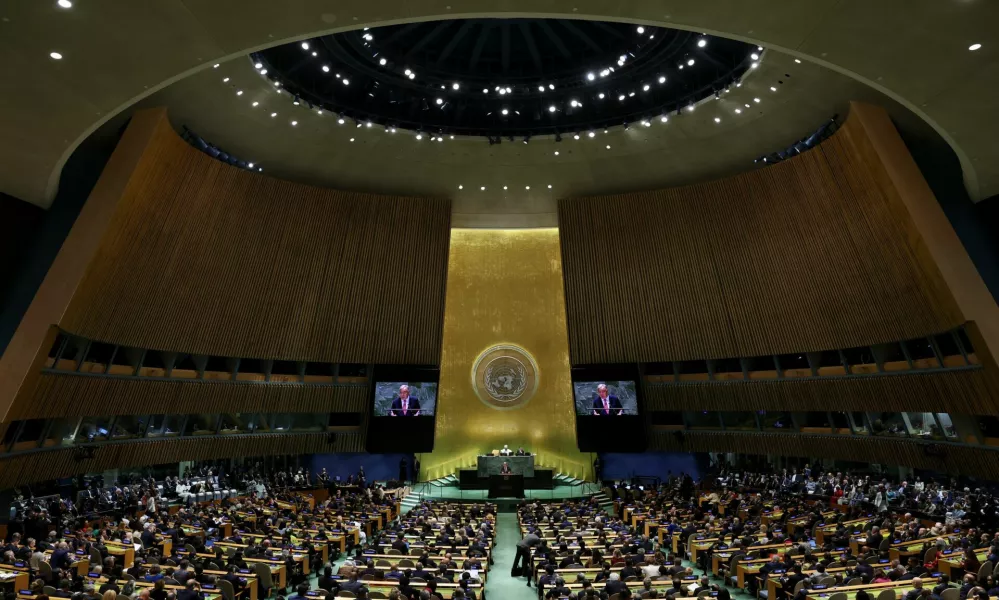 United Nations Secretary-General Antonio Guterres addresses the 79th United Nations General Assembly at U.N. headquarters in New York, U.S., September 24, 2024. REUTERS/Mike Segar