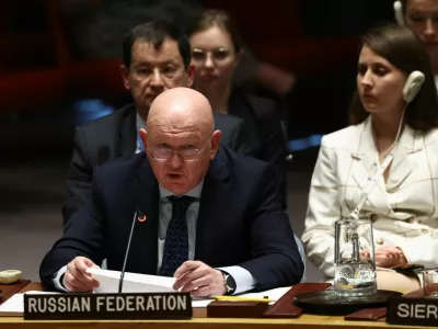 Russian Ambassador to the United Nations Vasily Nebenzya speaks during a UN Security Council meeting on Ukraine, on the sidelines of the 79th United Nations General Assembly at U.N. headquarters in New York, U.S., September 24, 2024. REUTERS/Brendan McDermid