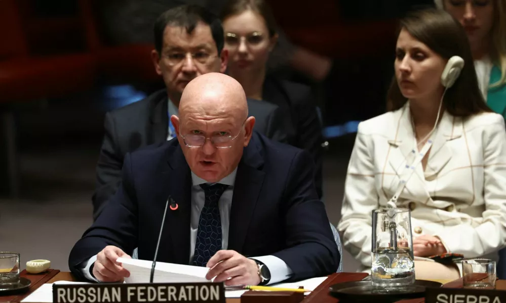 Russian Ambassador to the United Nations Vasily Nebenzya speaks during a UN Security Council meeting on Ukraine, on the sidelines of the 79th United Nations General Assembly at U.N. headquarters in New York, U.S., September 24, 2024. REUTERS/Brendan McDermid