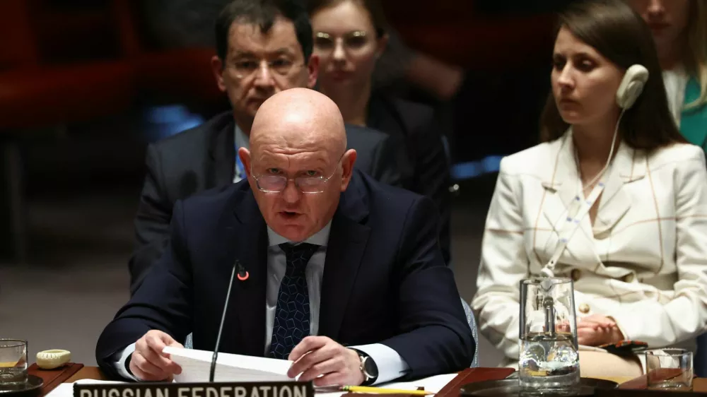 Russian Ambassador to the United Nations Vasily Nebenzya speaks during a UN Security Council meeting on Ukraine, on the sidelines of the 79th United Nations General Assembly at U.N. headquarters in New York, U.S., September 24, 2024. REUTERS/Brendan McDermid