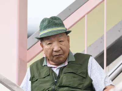 Iwao Hakamada, 88, leaves home for his daily stroll in Hamamatsu, central Japan September 26, 2024, 2024, in this photo taken by Kyodo. Mandatory credit Kyodo/via REUTERS  ATTENTION EDITORS - THIS IMAGE HAS BEEN SUPPLIED BY A THIRD PARTY. MANDATORY CREDIT. JAPAN OUT. NO COMMERCIAL OR EDITORIAL SALES IN JAPAN.