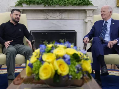 President Joe Biden meets with Ukraine's President Volodymyr Zelenskyy in the Oval Office of the White House in Washington, Thursday, Sept. 26, 2024. (AP Photo/Susan Walsh)