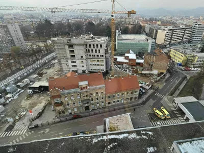 Maribor - UKC Maribor - Masarykova ulica - blok - Kirurška stolpnica - Gradbišče - oddelek za onkologijo - - Avtor Sašo Bizjak