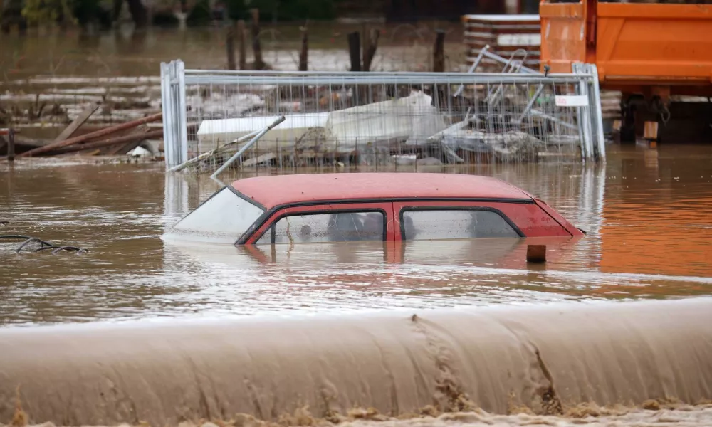 04.10.2024., Kiseljak, Bosna i Hercegovina - Zbog obilnih padalina poplavljene su ulice u Kiseljaku. Photo: Armin Durgut/PIXSELL