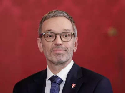 Head of Austria's Freedom Party Herbert Kickl waits for Austrian President Alexander Van der Bellen in Hofburg Palace in Vienna, Austria, October 4, 2024. REUTERS/Leonhard Foeger