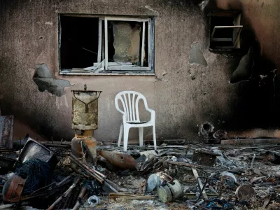 FILE PHOTO: A view shows a destroyed home riddled with bullets, following the deadly October 7 attack by Hamas gunmen from the Gaza Strip, in Kibbutz Kfar Aza, southern Israel November 2, 2023. REUTERS/Evelyn Hockstein/File Photo