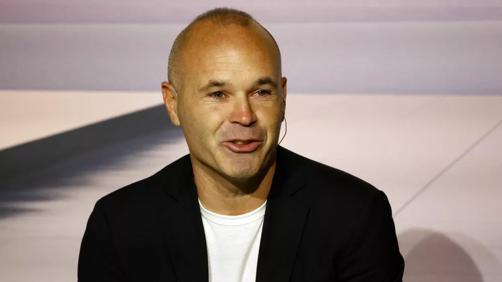 Soccer Football - Andres Iniesta Press Conference - The Game Continues - Barcelona, Spain - October 8, 2024 Former Barcelona and Spain footballer Andres Iniesta during a press conference REUTERS/Albert Gea