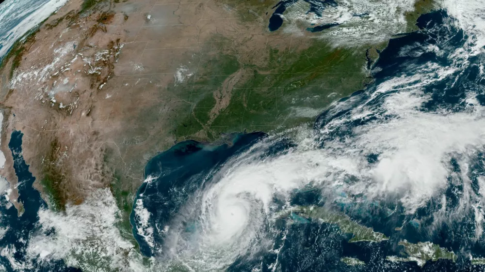 A satellite image shows Hurricane Milton progressing before its expected landfall in Florida, in the Gulf of Mexico October 8, 2024.  CIRA/NOAA/Handout via REUTERS  THIS IMAGE HAS BEEN SUPPLIED BY A THIRD PARTY.