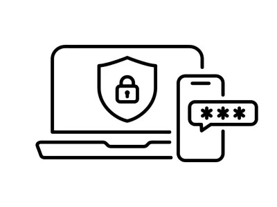 Two step authentication icon. Verification push code message on phone for secure login or sign in. Password authorization. 2FA verification password. Two factor verification with smartphone and laptop / Foto: Misha Shutkevych