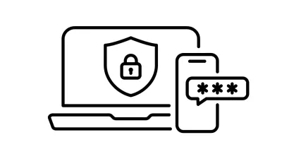 Two step authentication icon. Verification push code message on phone for secure login or sign in. Password authorization. 2FA verification password. Two factor verification with smartphone and laptop / Foto: Misha Shutkevych