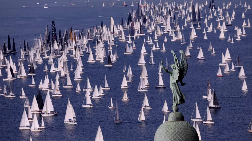 Sailing - The Barcolana, the largest sailing regatta in the world - Trieste, Italy - October 13, 2024 General view during the Barcolana Sailing Regatta REUTERS/Claudia Greco   TPX IMAGES OF THE DAY