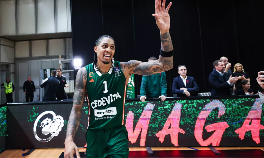 Devin Robinson in action during ABA League 2024/2025 basketball match between Cedevita Olimpija and Split in Ljubljana, Slovenia on October 12, 2024