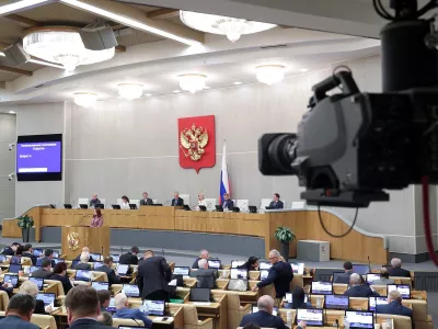 Members of Russia's State Duma, the lower house of parliament, attend a plenary session in Moscow, Russia October 17, 2024. Russian State Duma/Handout via REUTERS ATTENTION EDITORS - THIS IMAGE HAS BEEN SUPPLIED BY A THIRD PARTY. NO RESALES. NO ARCHIVES. MANDATORY CREDIT.