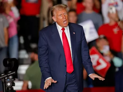 Republican presidential nominee former U.S. President Donald Trump attends a campaign rally in Greensboro Coliseum, in Greensboro, North Carolina, U.S. October 22, 2024. REUTERS/Jonathan Drake