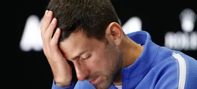 Tennis - Australian Open - Melbourne Park, Melbourne, Australia - January 26, 2024 Serbia's Novak Djokovic during a press conference after losing his semi final match against Italy's Jannik Sinner REUTERS/Ciro De Luca