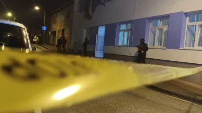 Bosnian police officer guard the local police station after a teenager broke and killed one officer with a knife and wounded another, in the town of Bosanska Krupa, 200 kilometers (120 miles) northwest of Bosnia's capital Sarajevo, Thursday, Oct. 24, 2024. (AP Photo/Edvin Zulic)