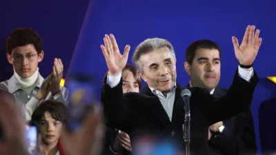 Founder of the Georgian Dream party Bidzina Ivanishvili speaks after the announcement of exit poll results in parliamentary elections, at the Georgian Dream party headquarters in Tbilisi, Georgia October 26, 2024. REUTERS/Irakli Gedenidze