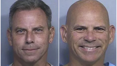 This combination of two booking photos provided by the California Department of Corrections shows Erik Menendez, left, and Lyle Menendez. (California Dept. of Corrections via AP)