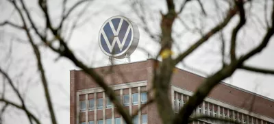 A VW logo is pictured on a day of an announcement of Volkswagen AG job cuts and closure of its few factories, at the company's headquarters in Wolfsburg, Germany, October 28, 2024. REUTERS/Axel Schmidt