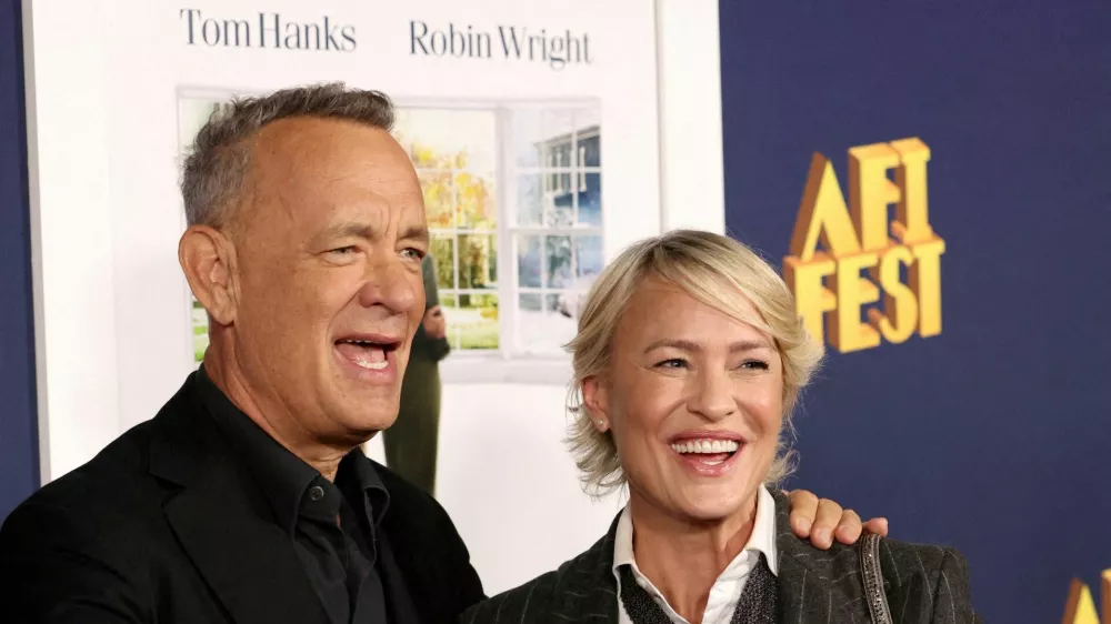 FILE PHOTO: Cast members Tom Hanks and Robin Wright attend a premiere for the film 'Here' during AFI Fest at TCL Chinese theatre in Los Angeles, California, U.S., October 25, 2024. REUTERS/Mario Anzuoni/File Photo