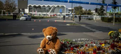 A teddy bear is placed near where the people died when a part of the roof collapsed at a railway station in Novi Sad, Serbia November 2, 2024. REUTERS/Marko Djurica