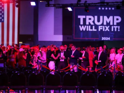 Supporters gather ahead of Republican presidential nominee and former U.S. President Donald Trump's watch party in Palm Beach County Convention Center, in West Palm Beach, Florida, U.S., November 5, 2024. REUTERS/Carlos Barria