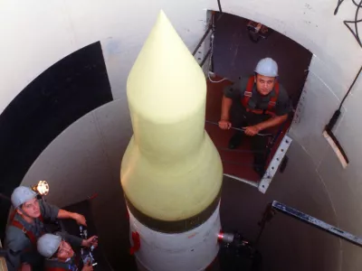 U.S. Air Force technicians perform an electrical check on an LGM-30F Minuteman III intercontinental ballistic missile in its silo at Whiteman Air Force Base, Missouri in this January 1, 1980 file photo. U.S. and Russian negotiators held a "productive" initial round of talks in Rome aimed at securing a new treaty to curb nuclear weapons, they said on April 24, 2009, ahead of fully-fledged negotiations in the United States in May.  REUTERS/Tech. Sgt. Bob Wickley/USAF/Handout/Files (USA CONFLICT MILITARY POLITICS) FOR EDITORIAL USE ONLY. NOT FOR SALE FOR MARKETING OR ADVERTISING CAMPAIGNS