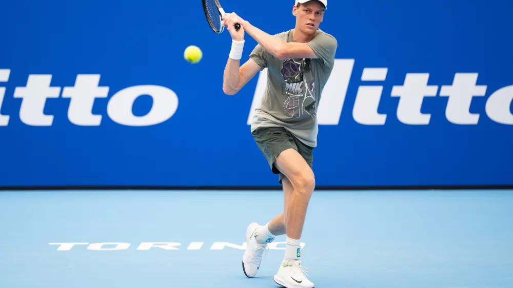 05 November 2024, Italy, Giaveno: Italian tennis player Jannik Sinner in action during a training session, ahead of Nitto ATP Finals tennis tournament. Photo: Marco Alpozzi/LaPresse via ZUMA Press/dpa