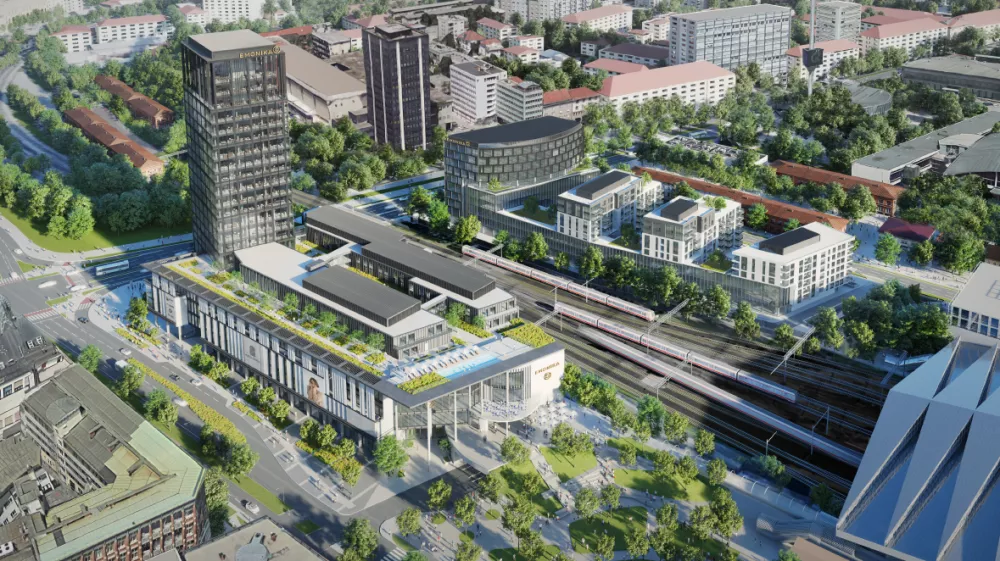 Emonika, potniški center Ljubljana, nova železniška in avtobusna postaja in komercialni ter stanovansjki kompleks. Investitorji SŽ, MZI, Mendota invest (OTP banka) in MOL. Predstavitev projekta april 2022