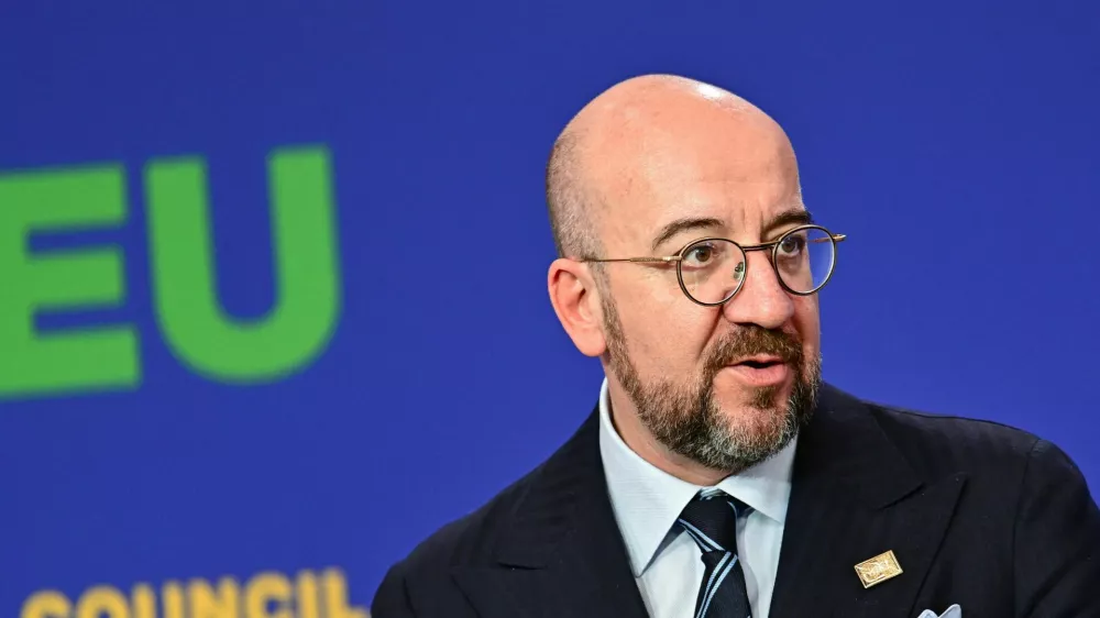 European Council President Charles Michel speaks during a press conference during the informal EU Summit at the Puskas Arena, in Budapest, Hungary, November 8, 2024. REUTERS/Marton Monus