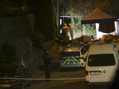 V naselju pri Koseškem bajerju v Ljubljani so v nedeljo popoldne med kosovnimi odpadki našli posmrtne ostanke dojenčka. Kdaj in na kakšen način je umrl, bo pokazala obdukcija. Foto: Luka Cjuha