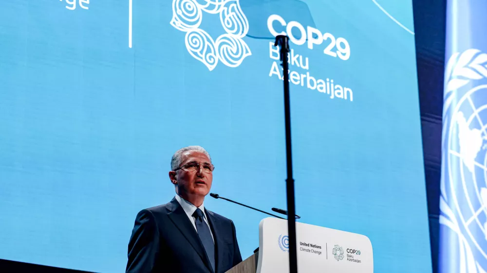 11 November 2024, Azerbaijan, Baku: New COP29 President Mukhtar Babayev speaks during the opening ceremony of the UN Climate Change Conference (COP29) at Baku Olympic Stadium. Photo: Bianca Otero/ZUMA Press Wire/dpa