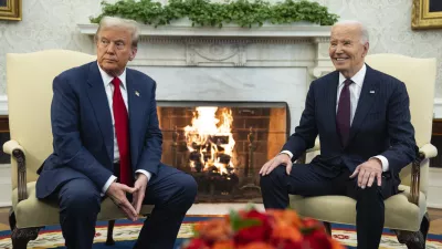 President Joe Biden meets with President-elect Donald Trump in the Oval Office of the White House, Wednesday, Nov. 13, 2024, in Washington. (AP Photo/Evan Vucci)