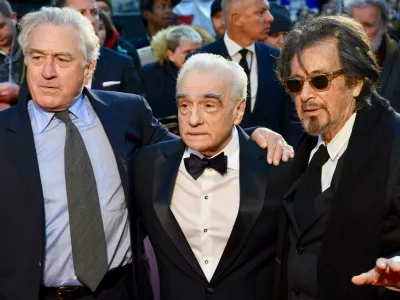 2A4B270 Al Pacino, Robert De Niro. Martin Scorsese. "The Irishman", Closing Night Gala, BFI London Film Festival, Odeon Luxe, Leicester Square, London. UK