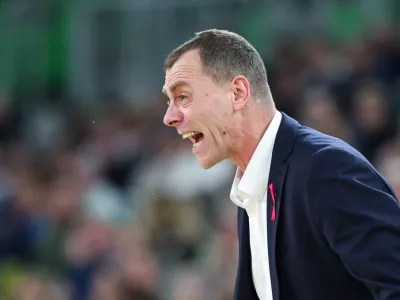 Đorđe Adžić in action during ABA League 2024/2025 basketball match between Cedevita Olimpija and Buducnost VOLI in Ljubljana, Slovenia on October 27, 2024