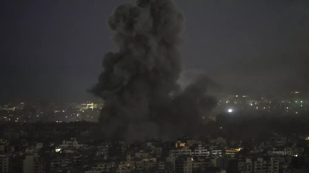 Smoke rises after an Israeli airstrike on Dahiyeh, in the southern suburb of Beirut, Lebanon, Saturday, Nov. 16, 2024. (AP Photo/Bilal Hussein)