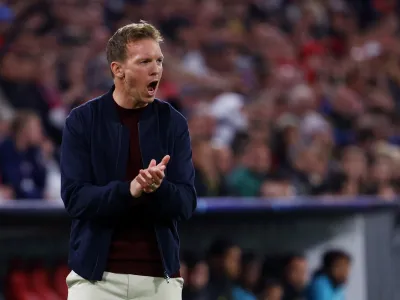 Soccer Football - Champions League - Quarter-Final - Second Leg - Bayern Munich v Villarreal - Allianz Arena, Munich, Germany - April 12, 2022 Bayern Munich coach Julian Nagelsmann reacts REUTERS/Kai Pfaffenbach