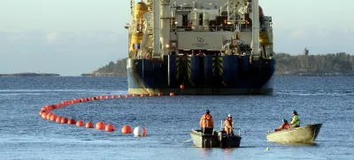 The C-Lion1 submarine telecommunications cable is being laid to the bottom of the Baltic Sea by cable ship Ile de Brehat on the shore of Helsinki, Finland, October 12, 2015. Lehtikuva/Heikki Saukkomaa/via REUTERS ATTENTION EDITORS - THIS IMAGE WAS PROVIDED BY A THIRD PARTY. NO THIRD PARTY SALES. NOT FOR USE BY REUTERS THIRD PARTY DISTRIBUTORS. FINLAND OUT. NO COMMERCIAL OR EDITORIAL SALES IN FINLAND.