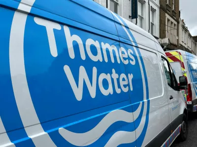 FILE PHOTO: Thames Water vans are parked on a road as repair and maintenance work takes place, in London, Britain, April 3, 2024. REUTERS/Toby Melville/File Photo