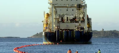 The C-Lion1 submarine telecommunications cable is being laid to the bottom of the Baltic Sea by cable ship Ile de Brehat on the shore of Helsinki, Finland, October 12, 2015. Lehtikuva/Heikki Saukkomaa/via REUTERS ATTENTION EDITORS - THIS IMAGE WAS PROVIDED BY A THIRD PARTY. NO THIRD PARTY SALES. NOT FOR USE BY REUTERS THIRD PARTY DISTRIBUTORS. FINLAND OUT. NO COMMERCIAL OR EDITORIAL SALES IN FINLAND.