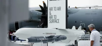 FILE PHOTO: Air-launched long-range Storm Shadow / SCALP cruise missile, manufactured by MBDA, pictured at the 54th International Paris Air Show at Le Bourget Airport near Paris, France, June 20, 2023. REUTERS/Benoit Tessier/File Photo