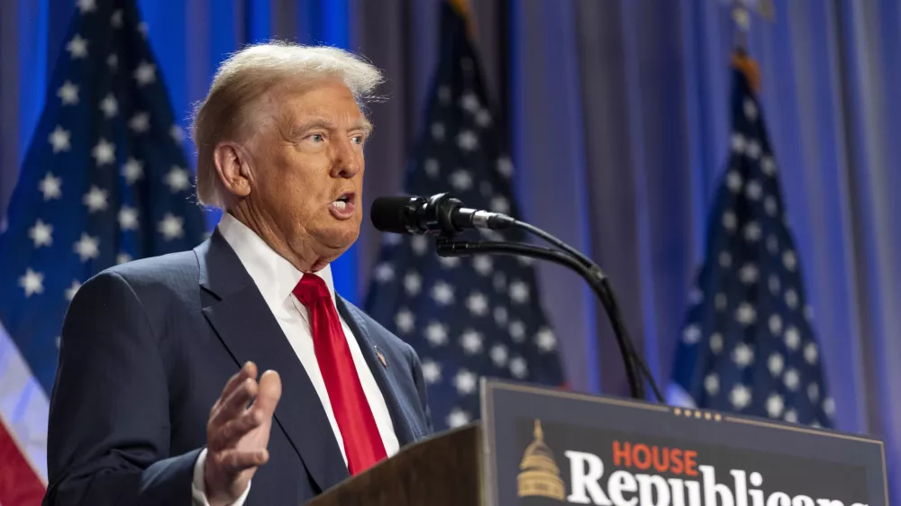 FILE - President-elect Donald Trump speaks at meeting of the House GOP conference, Nov. 13, 2024, in Washington. (AP Photo/Alex Brandon, File)